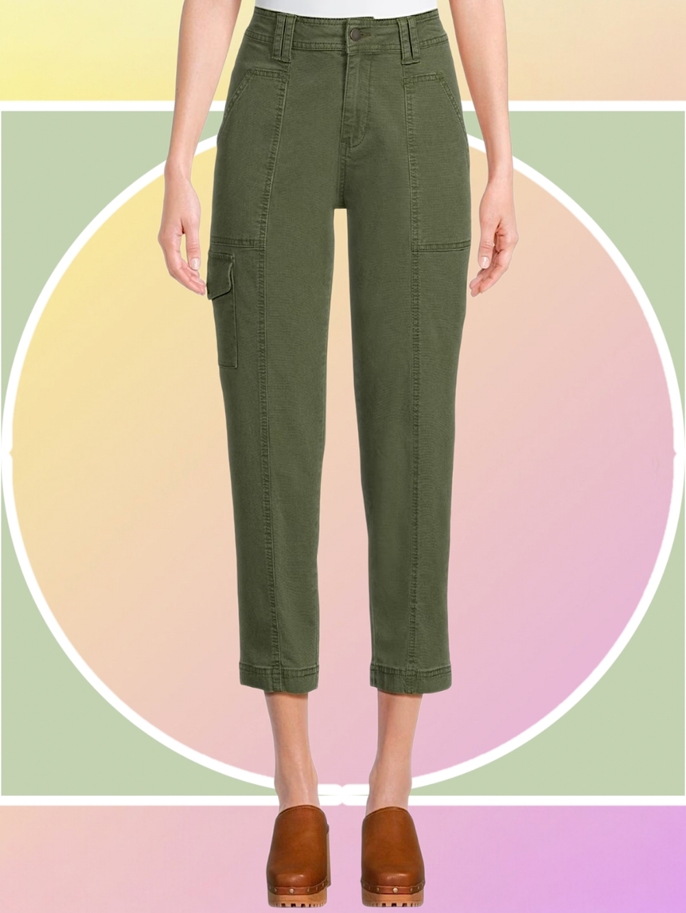 New Sz 20 Cargo Utility Denim Long Capri Pants w 2 Cargo, 2 Back Pockets - Picture 2 of 12